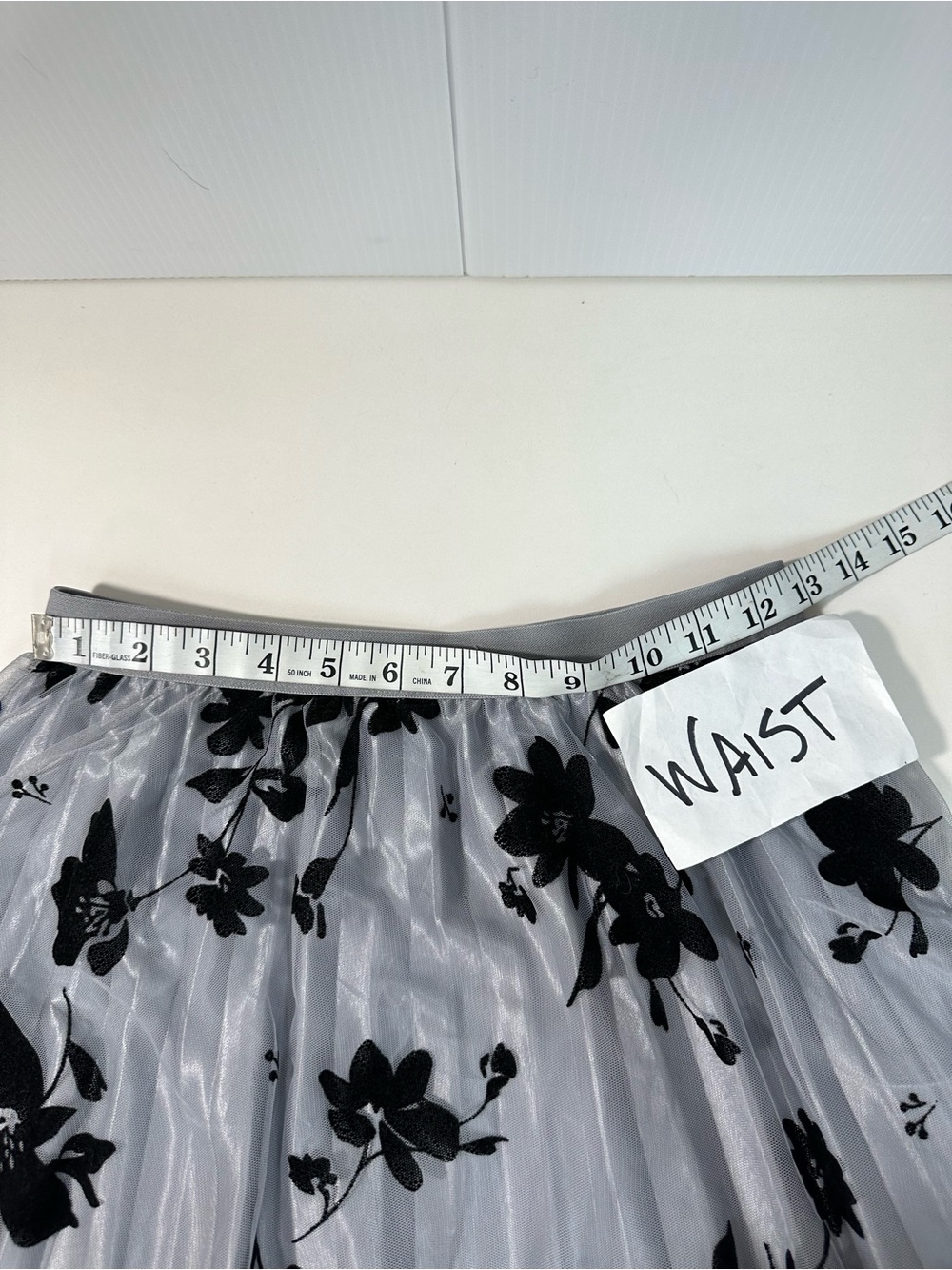 Unbranded Black Floral Appliqué Tulle Lined Skirt Boho Whimsical Balletcore Chic - Picture 8 of 13